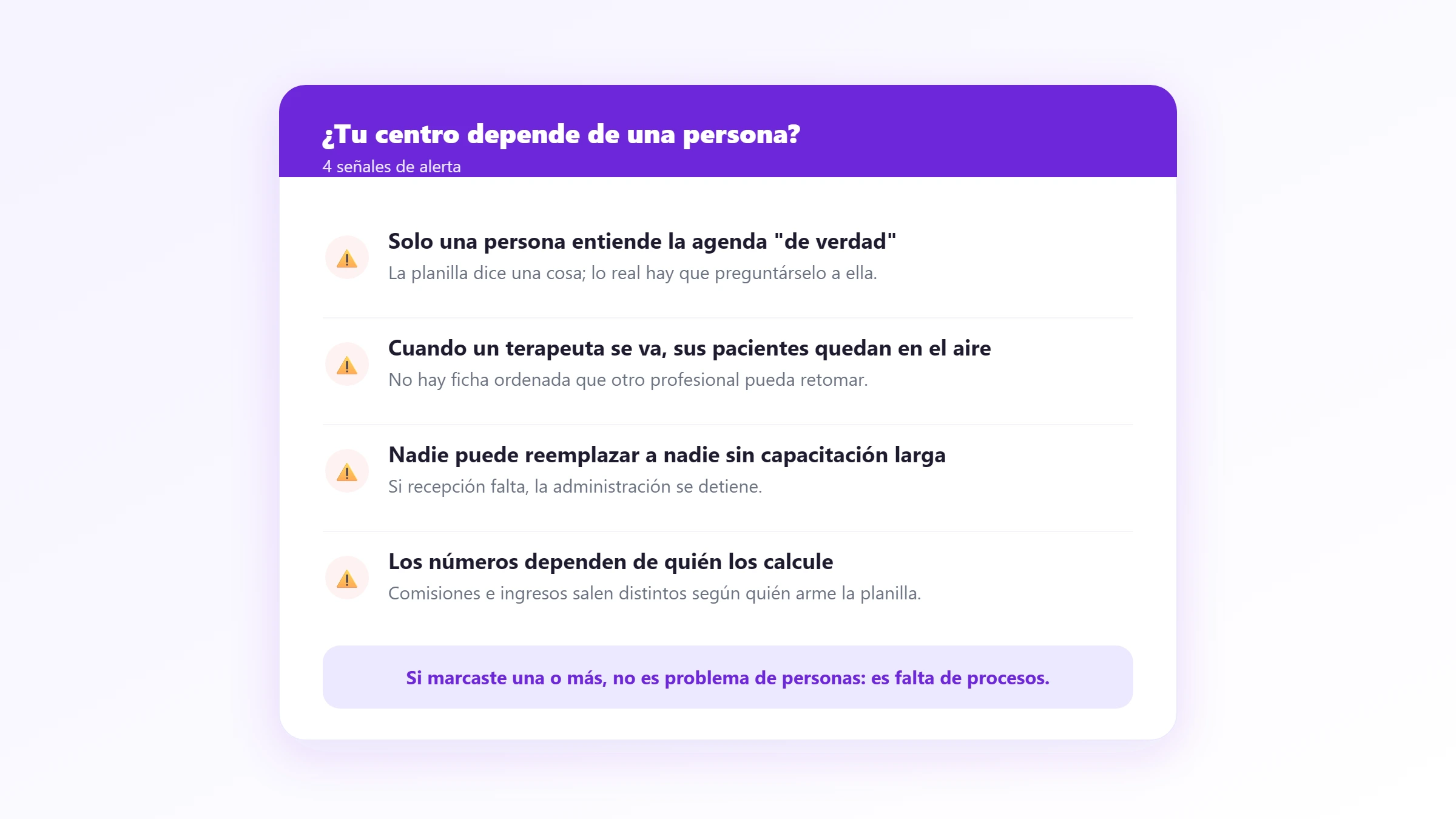 Señales de que tu centro depende de individualidades Las cuatro señales de alerta de un centro que depende de una sola persona