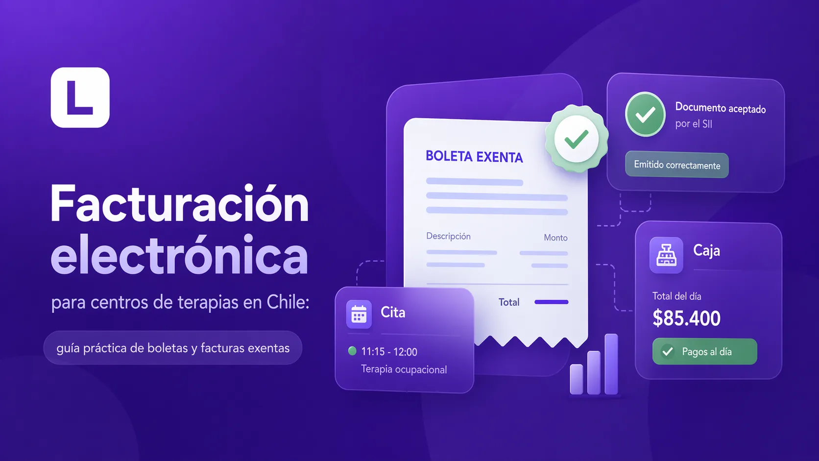 Facturación electrónica para centros de terapias en Chile: boletas y facturas exentas integradas con agenda y pagos