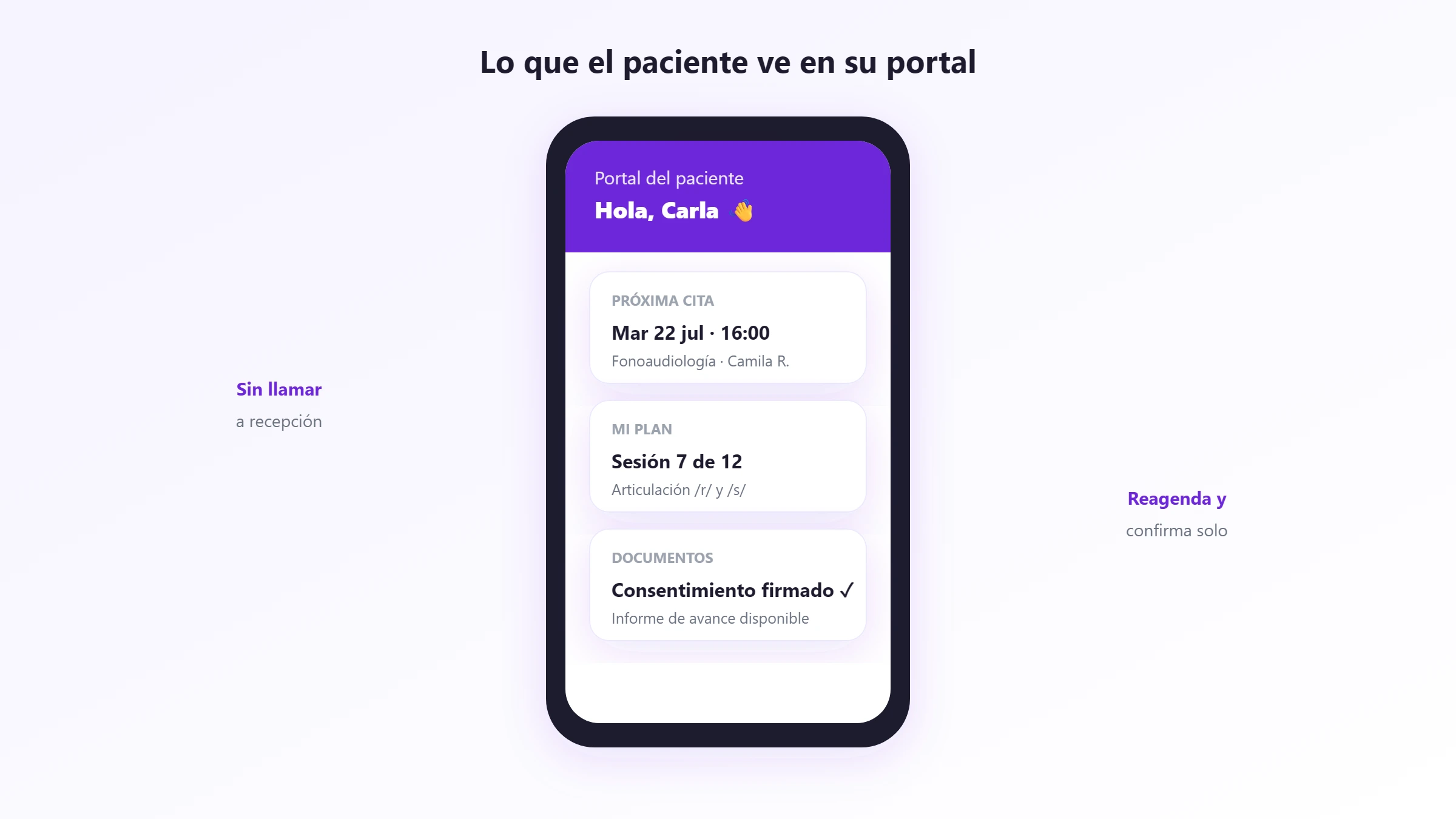 Portal del paciente Portal del paciente en el celular: próxima cita, plan y documentos